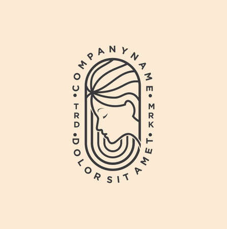 Beauty cosmetic line art logo template icon Vector. Line Art Face Logo Simple Modern Beauty template icon elementのイラスト素材