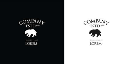 Grizzly Bear logo Design Template emblem badge and mascot black silhouetteのイラスト素材