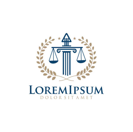 justice law Logo Template vector illustration design. attorney logo Vector iconのイラスト素材