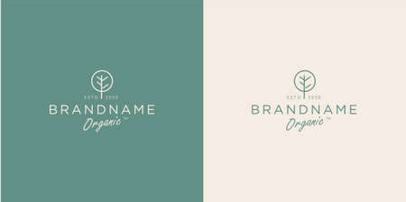 Minimalist Line Art Tree Logo nature beauty Design Vector Illustration templateのイラスト素材