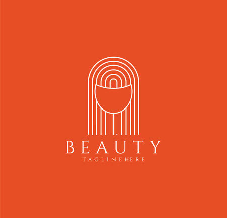 Elegant beauty woman Face and girl logo line art design vector template Premiumのイラスト素材
