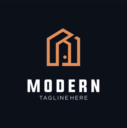 Real Estate House Logo Abstract Line Art Minimalist Vector Icon Template Design with Creative Apartment Style. Home Abstract Logo Architecture Design Template Icon Branding For Company And Agencyのイラスト素材