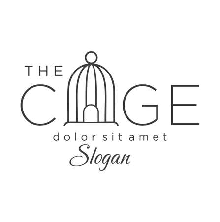 Cage Logo In Modern Line Style Black Outline Pictogram For Web Site Design Vector Illustration On A White Background. minimalist Letter A shape Cage Logo linearのイラスト素材