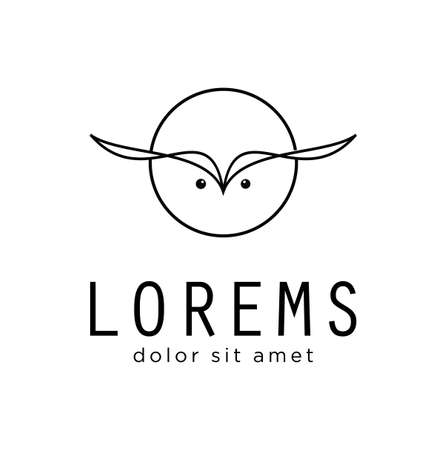 Simple Elegant Monoline Head Owl Logo Design Line Art Style Inspirationのイラスト素材
