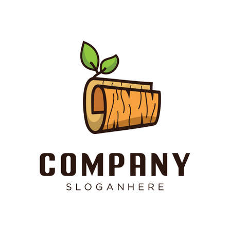 Paper wood logo leaf design nature organic. Pile of wood logo designs inspiration isolated Vectorのイラスト素材