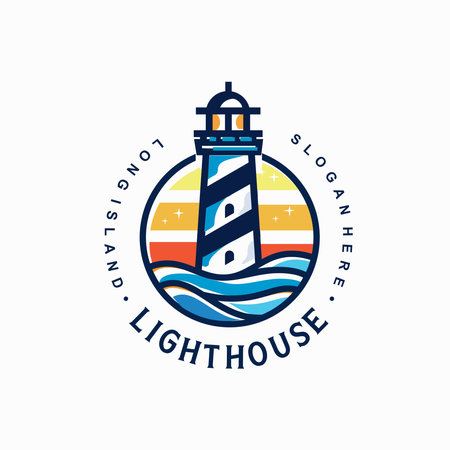 lighthouse logo vector icon illustration design template - vector graphic design elementのイラスト素材