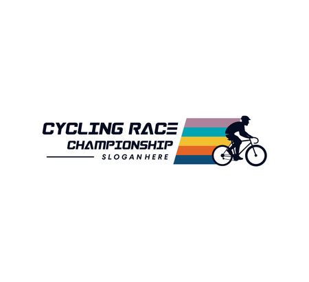 cycling race logo design template vector icon element isolated on white backgroundのイラスト素材