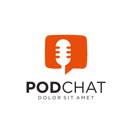 Podcast mic talk chat logo design icon illustrationのイラスト素材