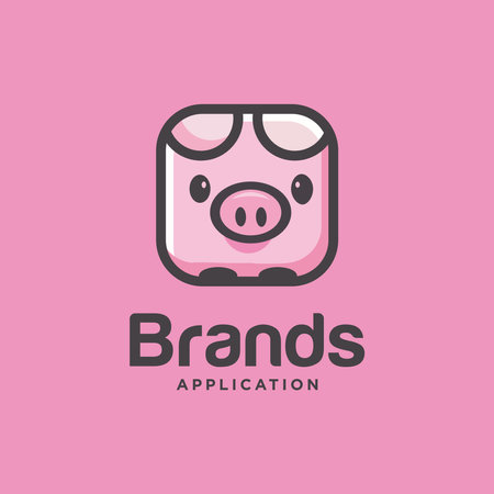 pig logo template vector illustration icon element isolated on pink background - vectorのイラスト素材