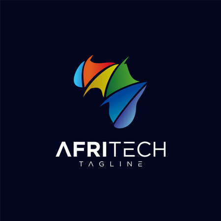 Africa Colorful Tech Logo digital design Illustrationのイラスト素材