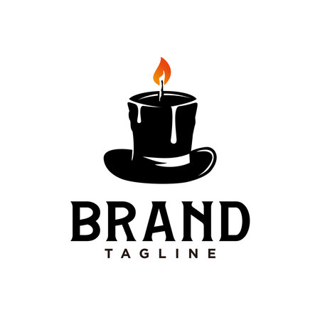 candle and hat logo design vector template.のイラスト素材