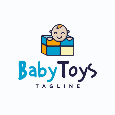 Baby toys logo template vector icon illustration. Baby boy vector logo templateのイラスト素材