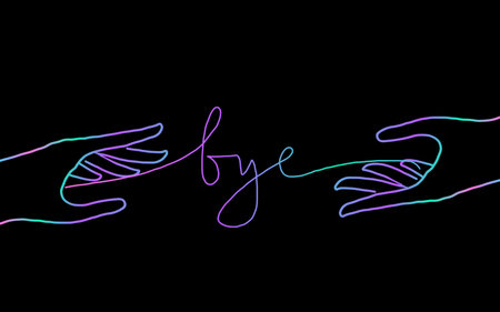 Neon hand lettering I love you on a black background.の写真素材