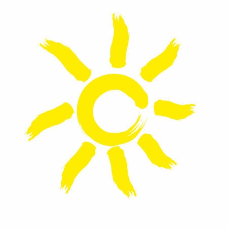 Sun icon. Yellow sun icon on white background. Vector illustration.
