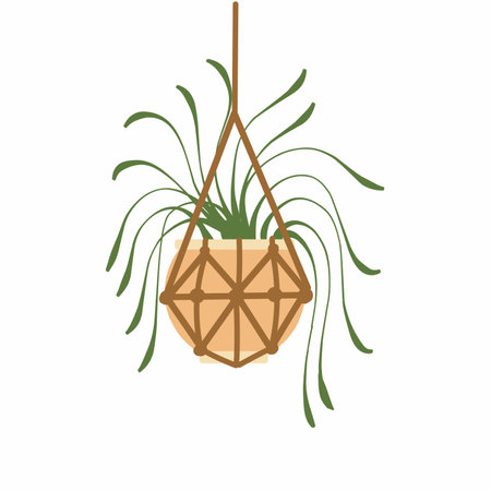 Illustration of a basket with a plant isolated on a white backgroundの写真素材