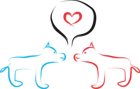 An illustration with love dogsのイラスト素材