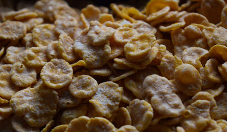 sugared corn flakes closeupの写真素材