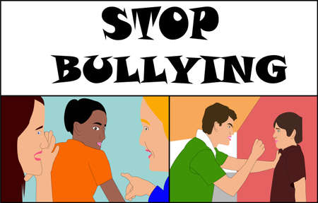 Against Bullying, representation of stop bullying, teasing and aggressionのイラスト素材