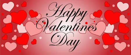 Valentine, greeting card, red background with a white box that has the phrase Happy Valentine's Day and on its left side it has a gift box in the shape of a heart with balloons coming out of itのイラスト素材