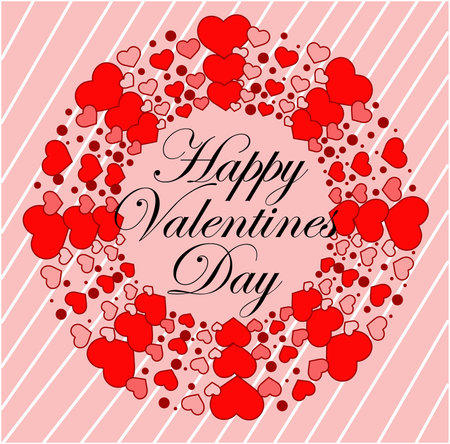 Valentine, greeting card, red background with a white box that has the phrase Happy Valentine's Day and on its left side it has a gift box in the shape of a heart with balloons coming out of itのイラスト素材