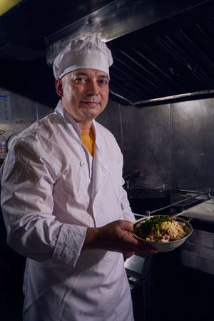 Chef cook, great design for any purposes. Cooking concept. Kitchen portrait. Healthy food. Diet...