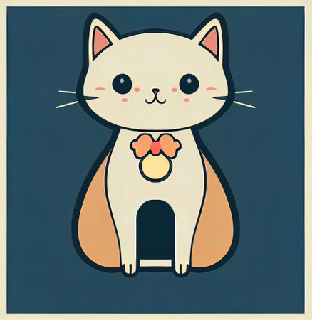 Cartoon cat character icon logo 3d illustratedの写真素材