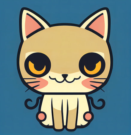 Cartoon cat character icon logo 3d illustratedの写真素材