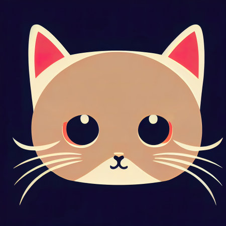 Cartoon cat character icon logo 3d illustratedの写真素材