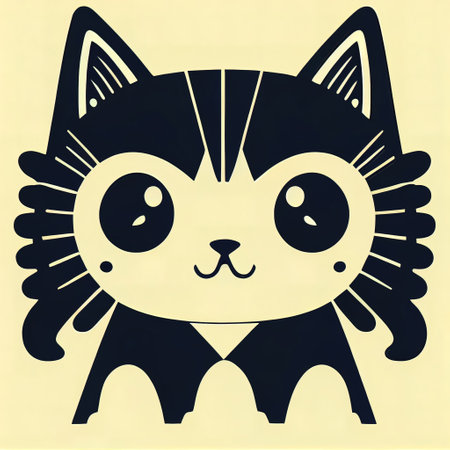 Cartoon cat character icon logo 3d illustratedの写真素材