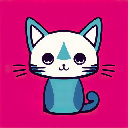Cartoon cat character icon logo 3d illustratedの写真素材