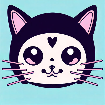 Cartoon cat character icon logo 3d illustratedの写真素材