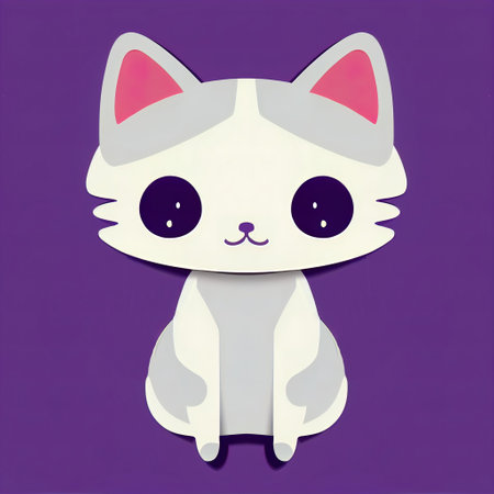 Cartoon cat character icon logo 3d illustratedの写真素材
