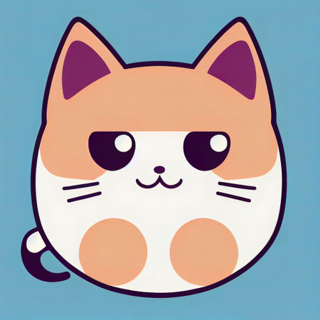 Cartoon cat character icon logo 3d illustratedの写真素材