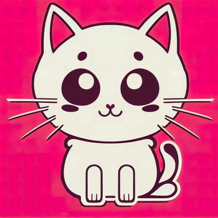 Cartoon cat character icon logo 3d illustratedの写真素材
