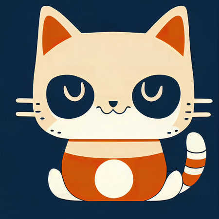 Cartoon cat character icon logo 3d illustratedの写真素材
