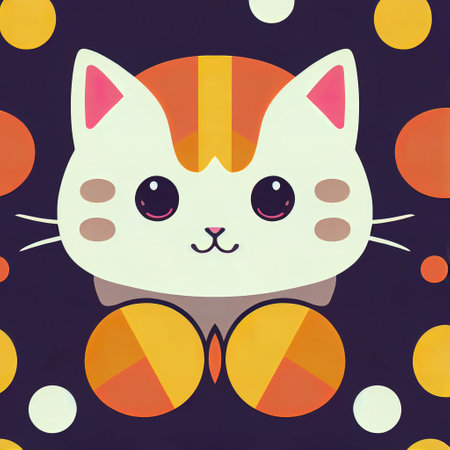 Cartoon cat character icon logo 3d illustratedの写真素材