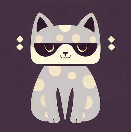 Cartoon cat character icon logo 3d illustratedの写真素材