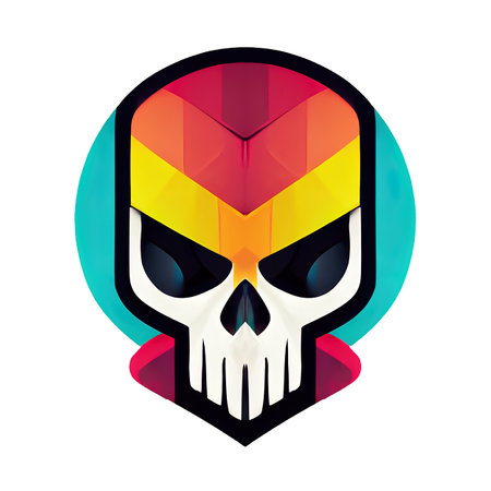 Colorful skeleton head on white background 3d illustratedの写真素材