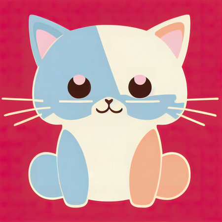 Cartoon cat character icon logo 3d illustratedの写真素材
