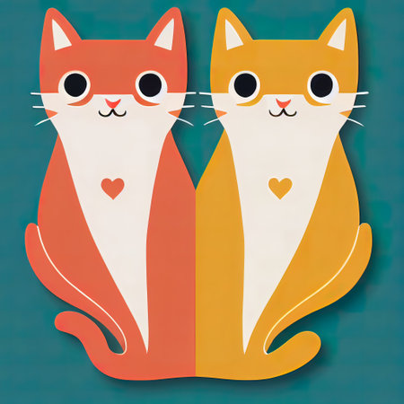 Cartoon cat character icon logo 3d illustratedの写真素材