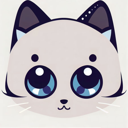 Cartoon cat character icon logo 3d illustratedの写真素材