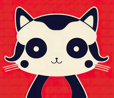 Cartoon cat character icon logo 3d illustratedの写真素材