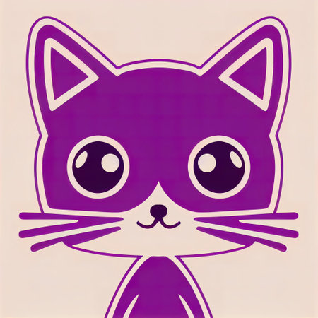 Cartoon cat character icon logo 3d illustratedの写真素材