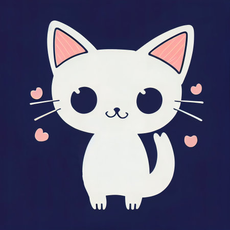 Cartoon cat character icon logo 3d illustratedの写真素材