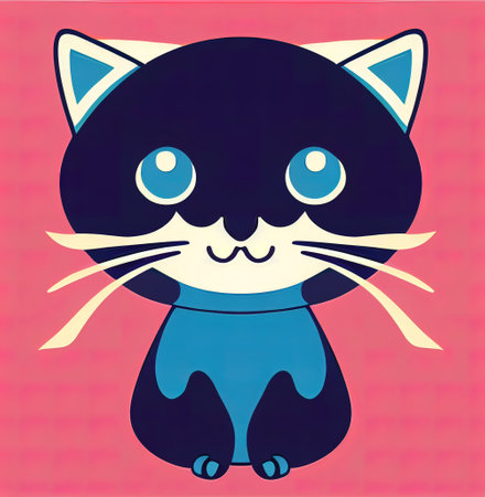Cartoon cat character icon logo 3d illustratedの写真素材