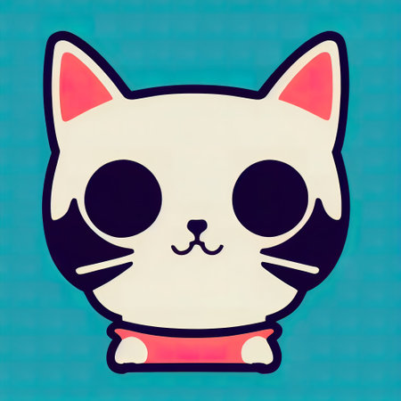 Cartoon cat character icon logo 3d illustratedの写真素材