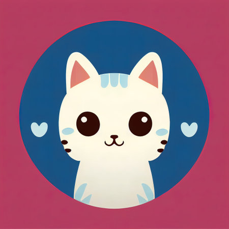 Cartoon cat character icon logo 3d illustratedの写真素材