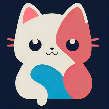 Cartoon cat character icon logo 3d illustratedの写真素材