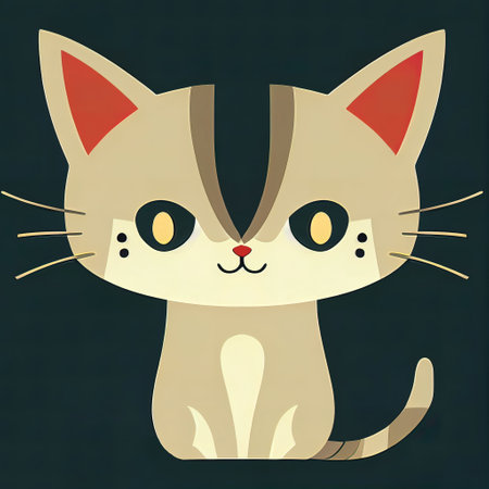 Cartoon cat character icon logo 3d illustratedの写真素材