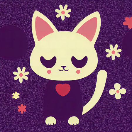 Cartoon cat character icon logo 3d illustratedの写真素材